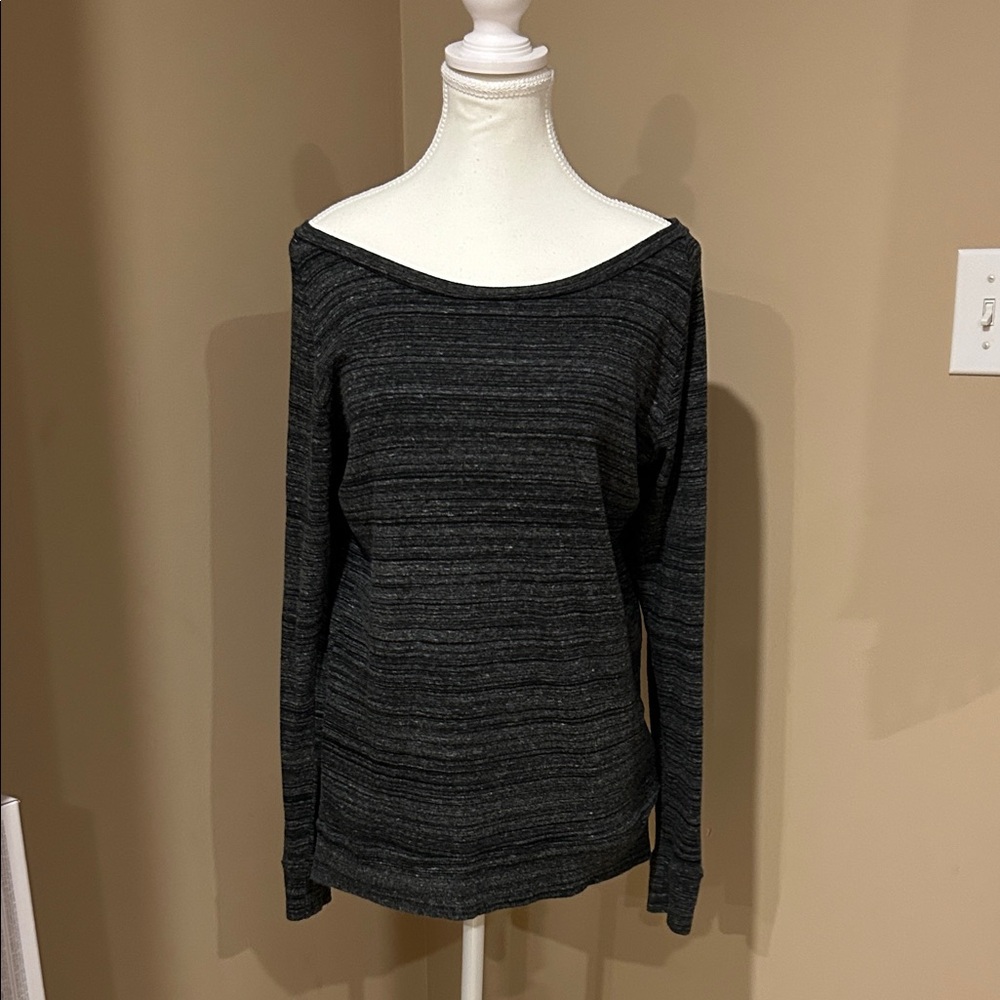 Aritzia Tna Black Gray Striped Sweater